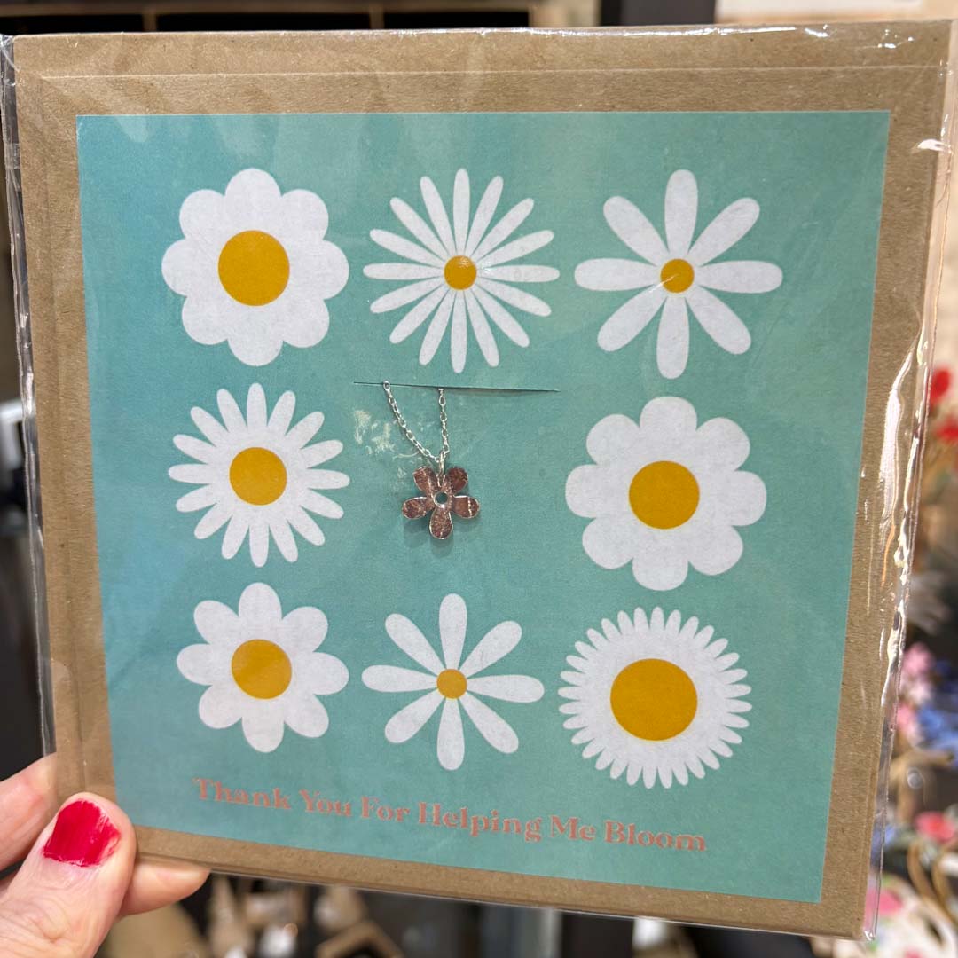 Thank You for Helping Me Bloom – Greeting Card with Sterling Silver Necklace_Just Makers