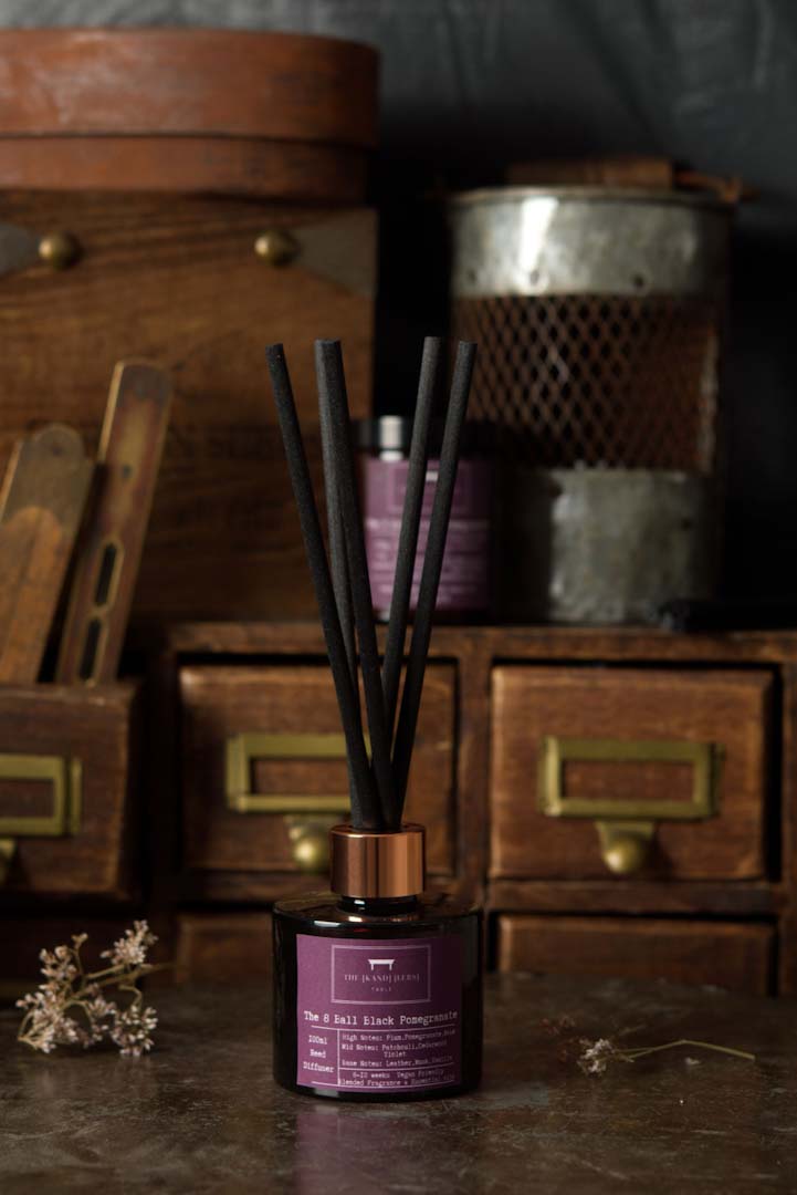 The 8 Ball Black Pomegranate Diffuser by Kandlers Table_Just Makers