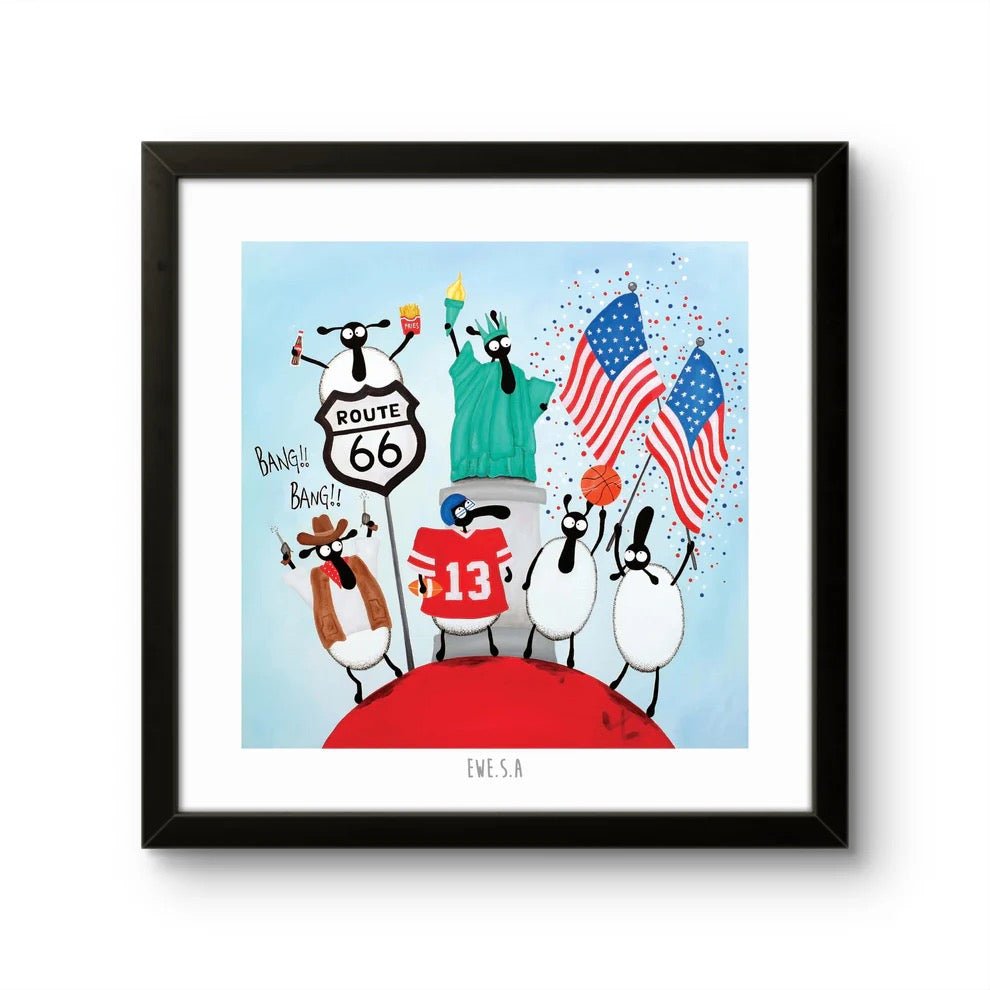 The Ewe.S.A 10" Print - Mervyn Tay Art - Just Makers Mervyn Tay Art