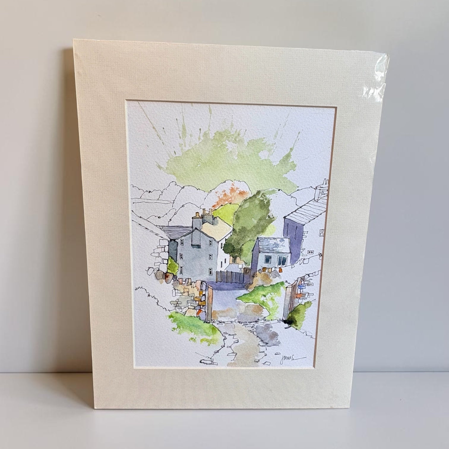 The Lane to Stainforth Original Line and Watercolour Painting - John Harrison_Just Makers