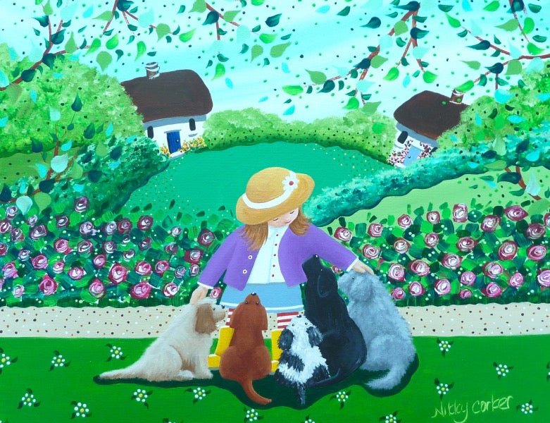 The Little Girl Who Loves Dogs Greeting Card - Nikky Corker - Just Makers Nikky Corker