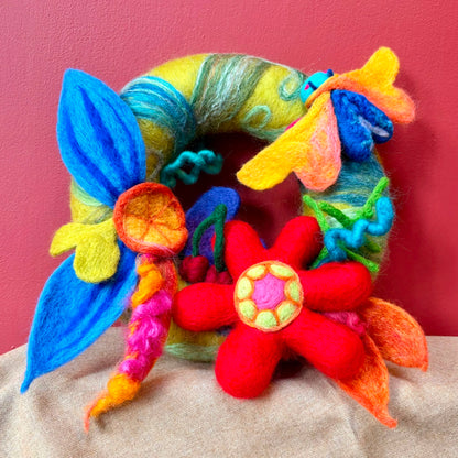The Poppy and Beetle Needle Felted Wreath - Felts by Hannah_Just Makers