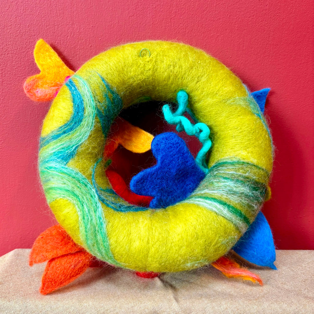 The Poppy and Beetle Needle Felted Wreath - Felts by Hannah_Just Makers