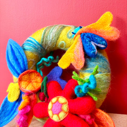 The Poppy and Beetle Needle Felted Wreath - Felts by Hannah_Just Makers