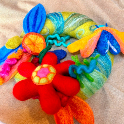 The Poppy and Beetle Needle Felted Wreath - Felts by Hannah_Just Makers