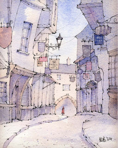 The Shambles, York A5 Mounted Print - Matty Burnham_Just Makers