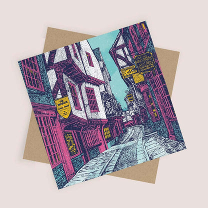 The Shambles in Winter Greeting Card - Bejojo Art_Just Makers