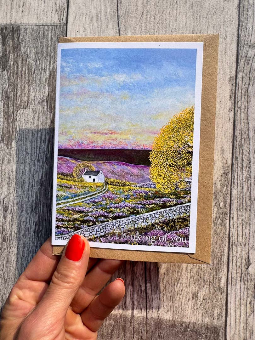 Thinking of You Heather Cottage Card by Sarah Jane Nicholls_Just Makers