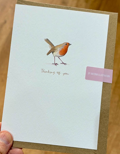 Thinking of You Robin Card - Antonia Illustration - Just Makers Antonia Illustration