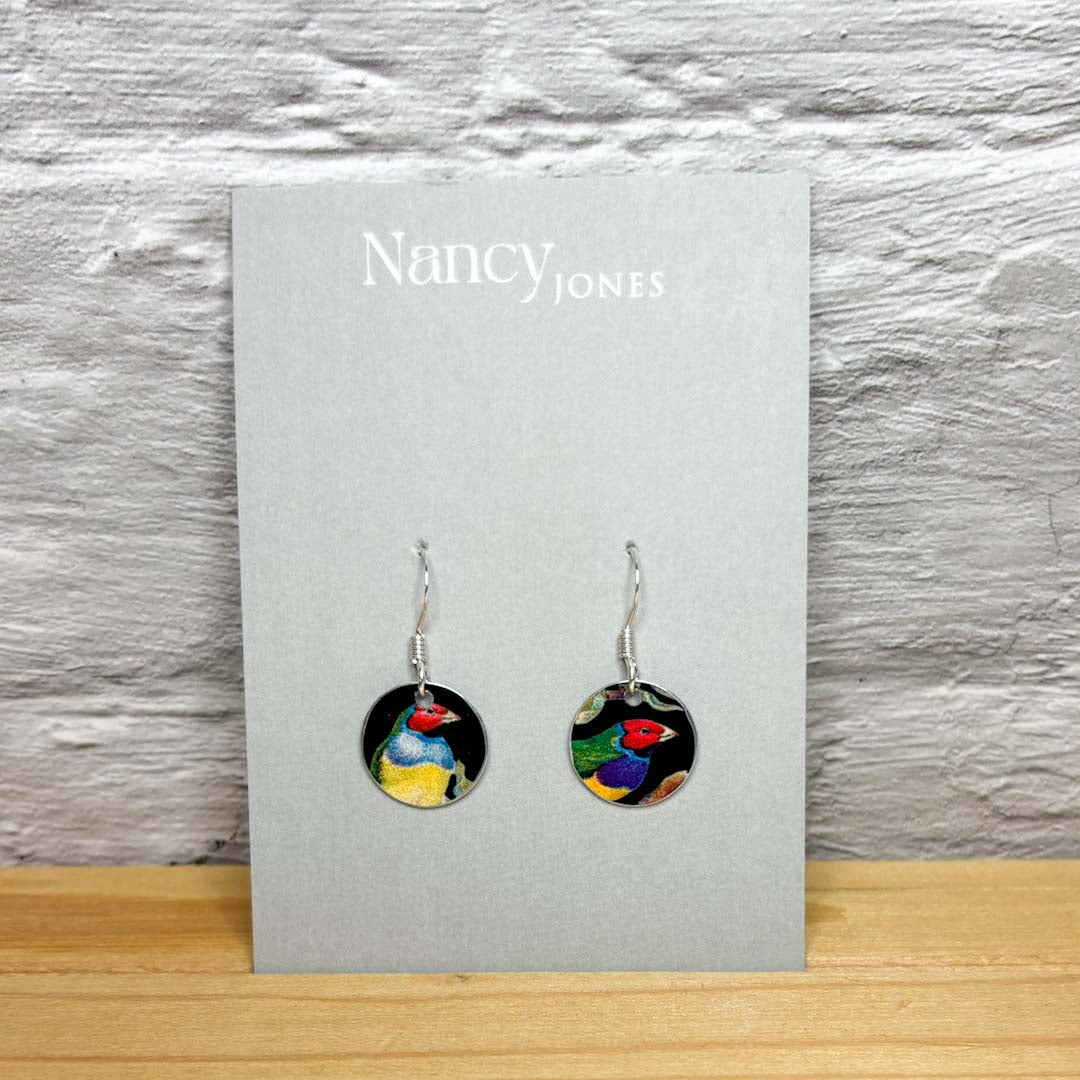 Tiny Black Finch Earrings - Nancy Jones - Just Makers Nancy Jones Jewellery