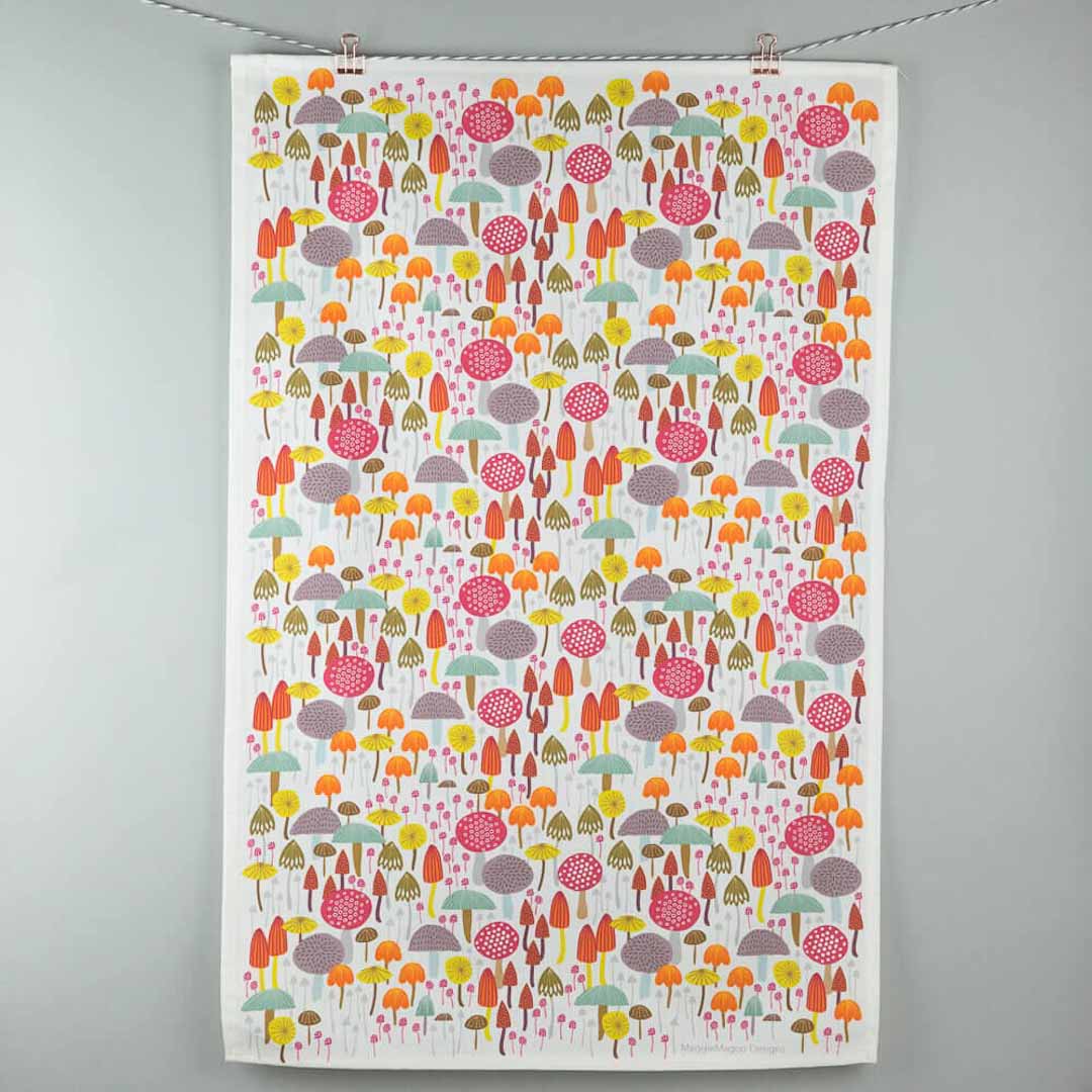 Toadstools and Mushrooms Tea Towel - Maggie Magoo Designs_Just Makers