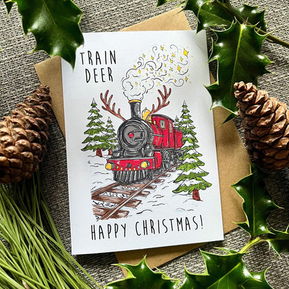 Train-Deer Christmas Card - HD Designs_just makers