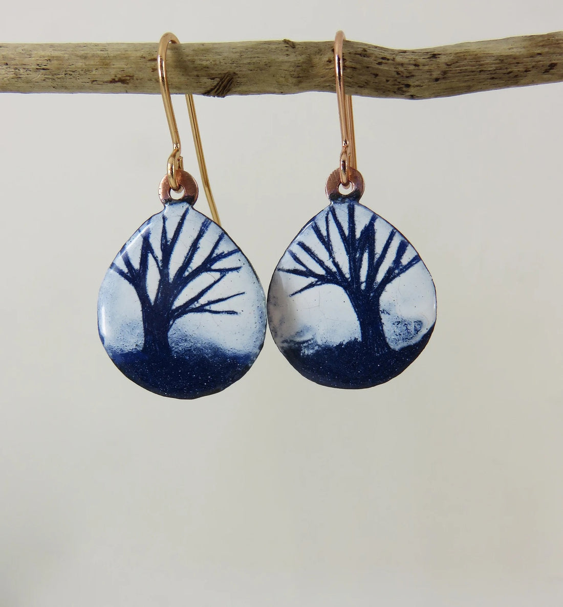 Tree Teardrop Enamelled Earrings - 830 Degrees_Just Makers
