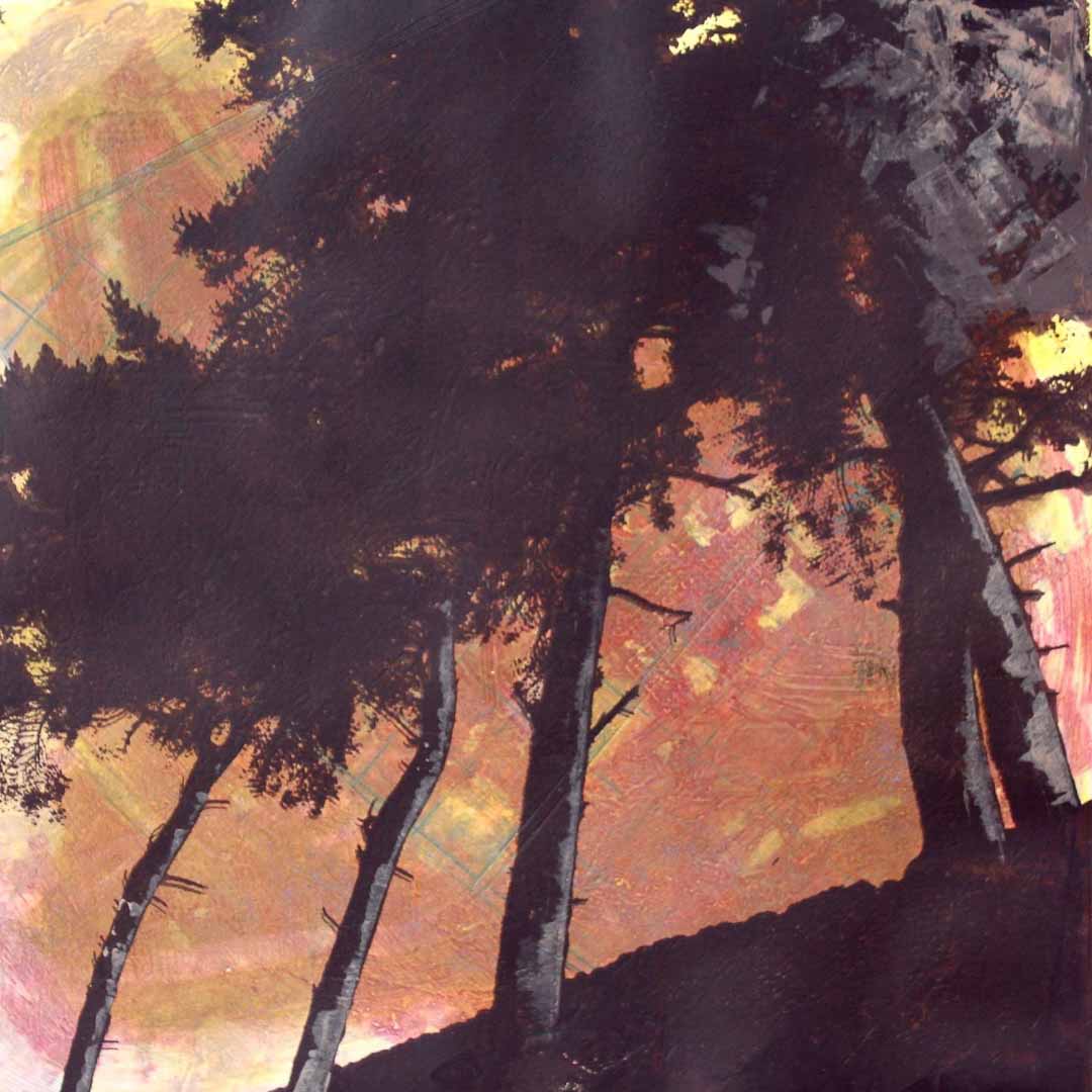 Artistic depiction of trees with a colorful background_ Gill Kirk_Just Makers