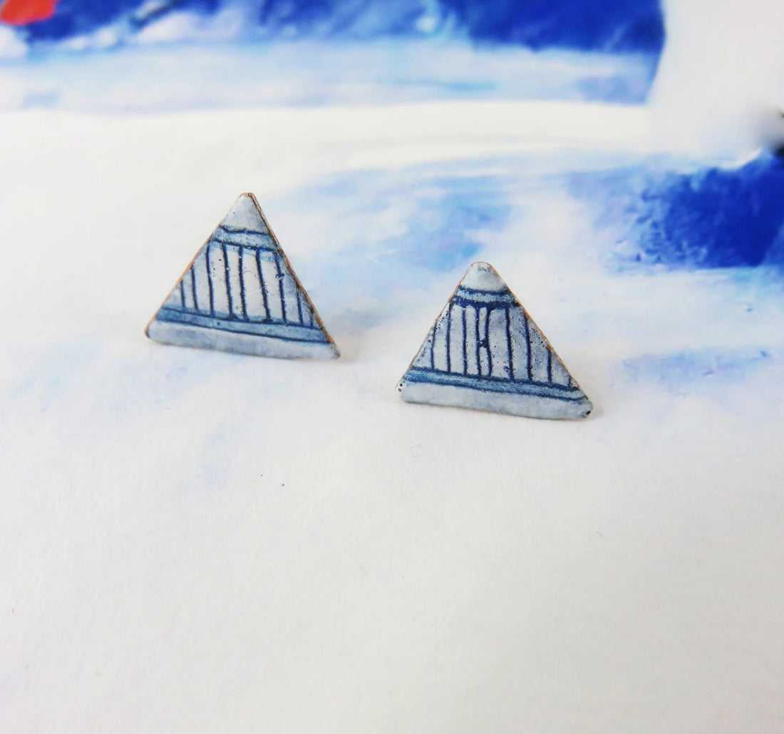 Triangle Copper and Enamel Stud Earrings - 830 Degrees_Just Makers