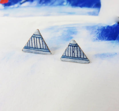 Triangle Copper and Enamel Stud Earrings - 830 Degrees_Just Makers