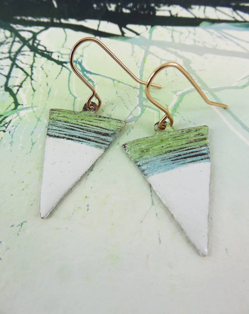 Triangle Copper and Enamel Earrings - 830 Degrees - Just Makers 830 Degrees
