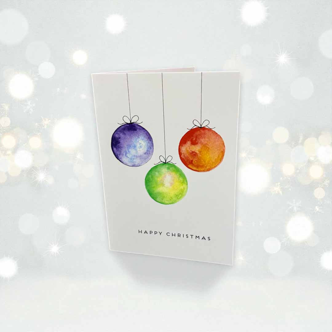 Trio of Baubles Christmas Card - Beverley Holgate_Just Makers