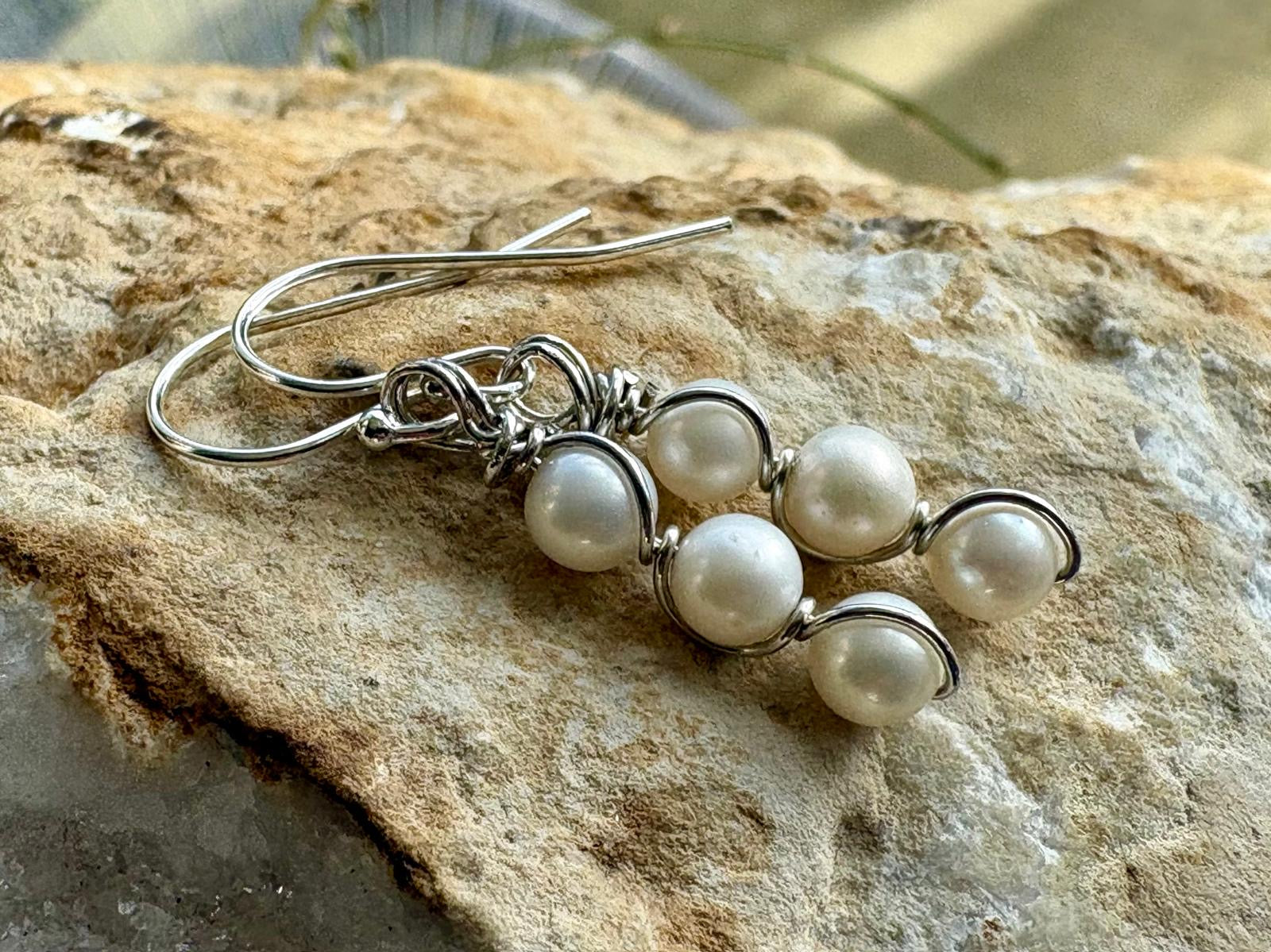 Triple Pearl Sterling Silver Drop Earrings - Hart, Body and Soul_Just Makers
