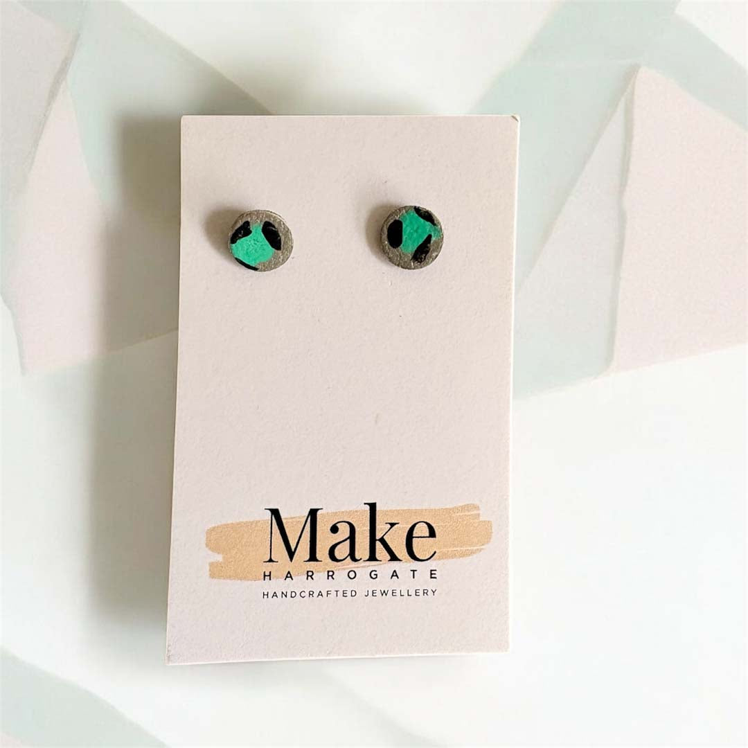 Turquoise and Silver Studs - Make Harrogate_Just Makers
