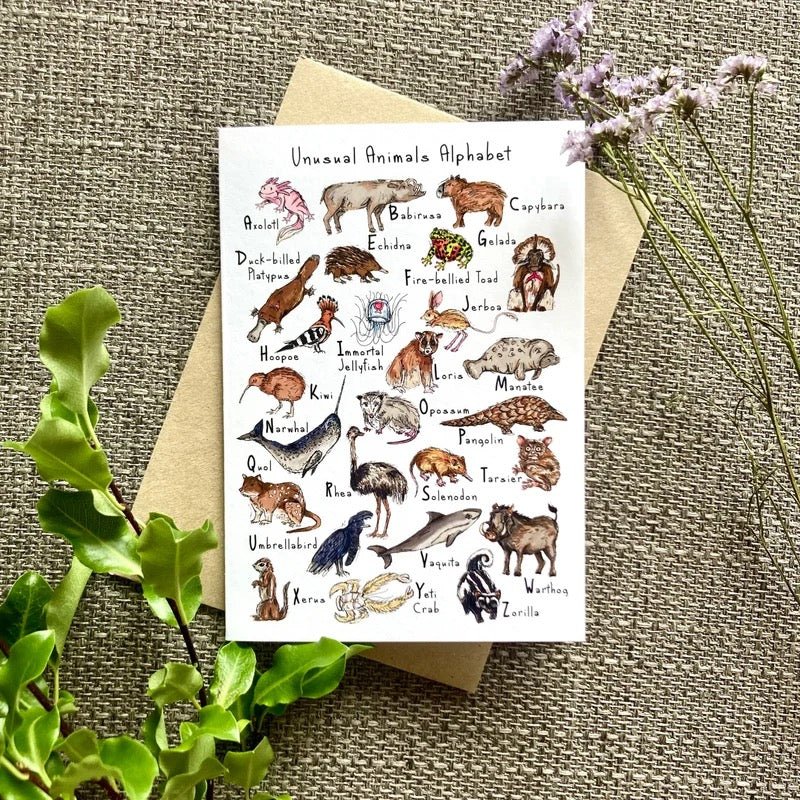 Unusual Animals Alphabet Card - HD Designs - Just Makers HD Designs