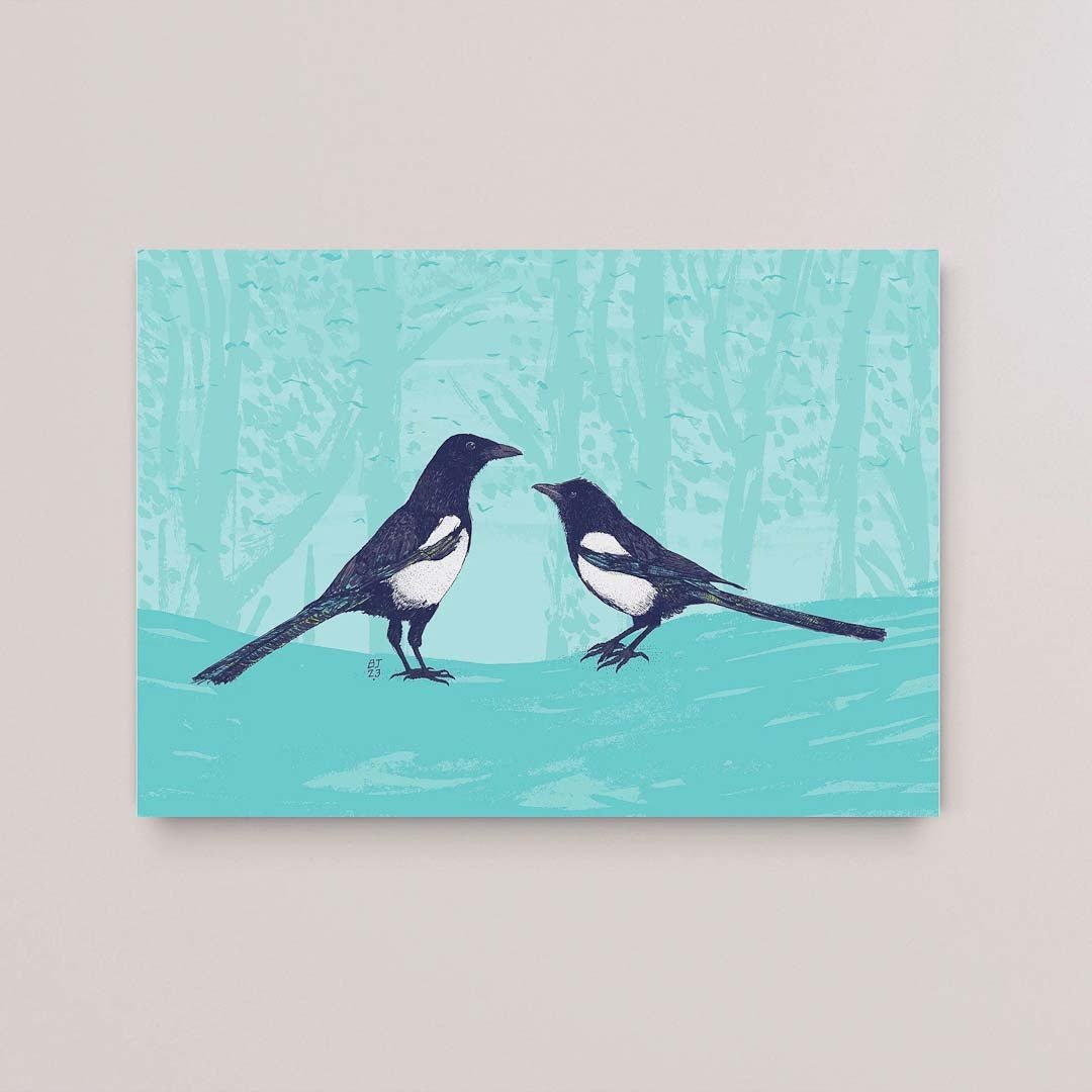 Vibrant Magpies Unframed A4 Print - Bejojo Art - Just Makers Bejojo Art