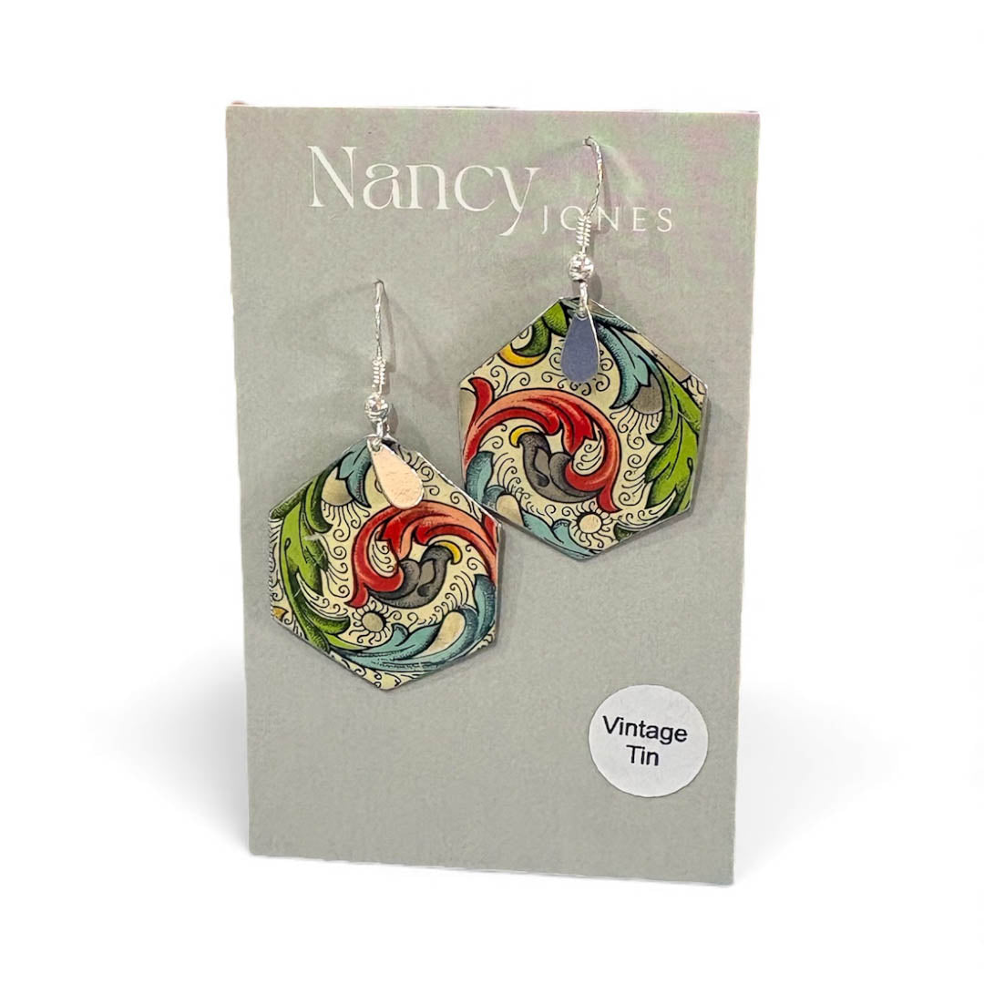 Vintage Florentine Silver Drop Earrings - Nancy Jones_Just Makers
