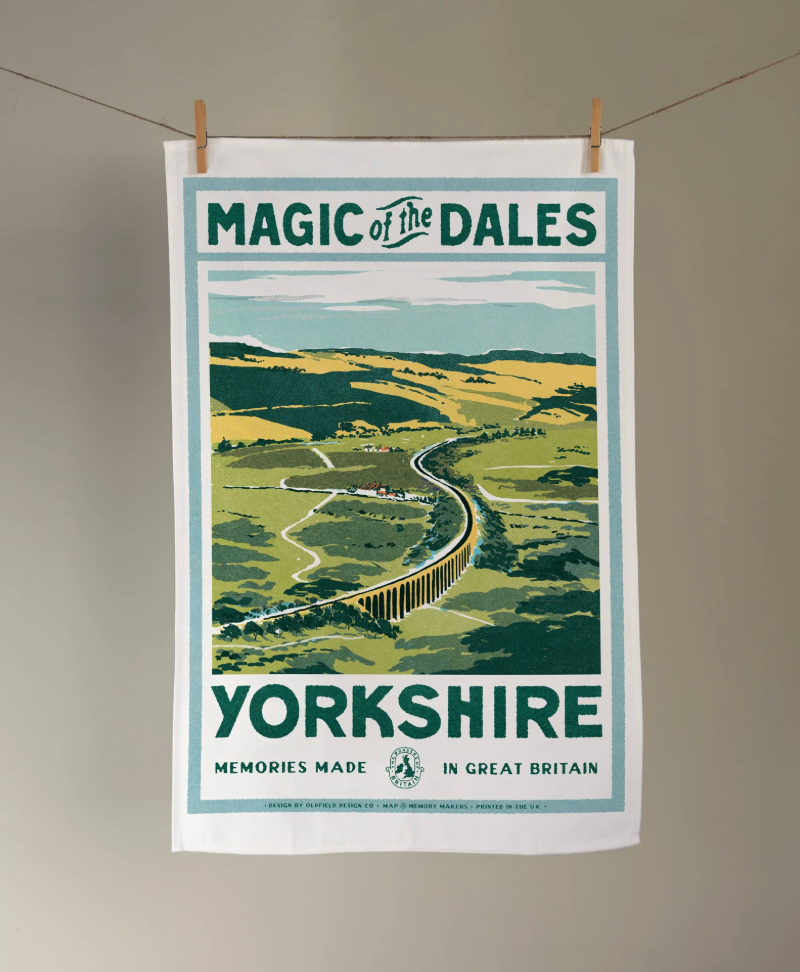 Vintage Visit the Yorkshire Dales Tea Towel - Oldfield Design Co_Just Makers