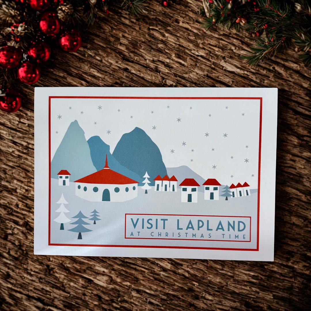 Visit Lapland Travel Poster Christmas Card - Sweetpea and Rascal_Just Makers