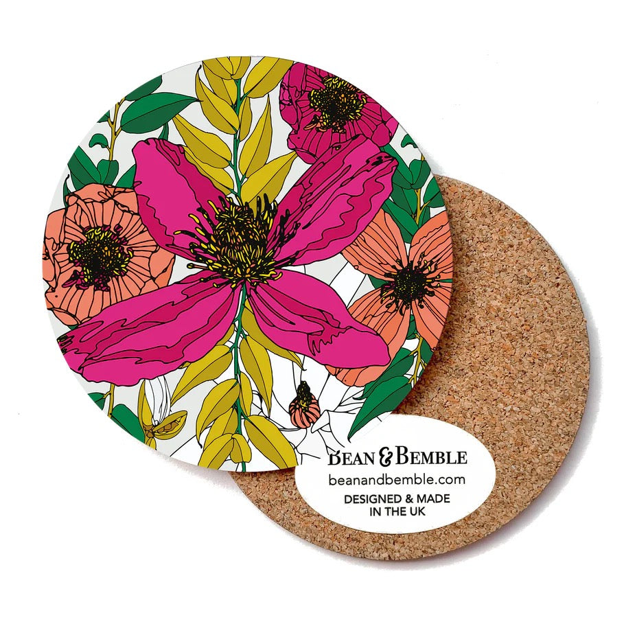 Vivid Garden Blooms Coaster - Bean and Bemble_Just Makers