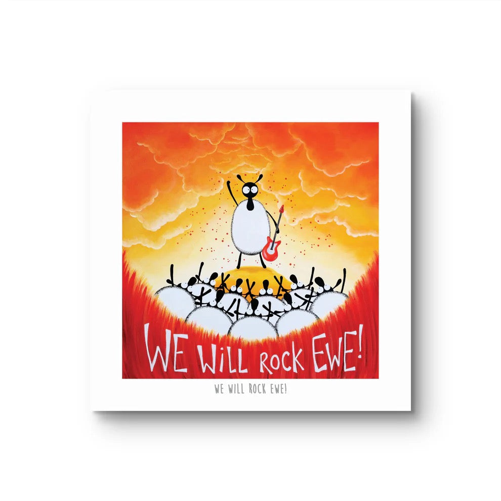 We Will Rock Ewe 10&quot; Print - Mervyn Tay Art_Just Makers