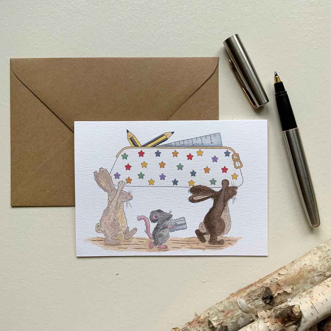 Whiskers, Scribbles and Stationary Delights Card - Bramble Wood and Co_Just Makers