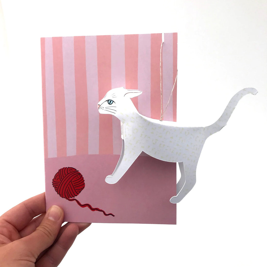 White Cat Pop-Up 3D Card &amp; Decoration_Just Makers