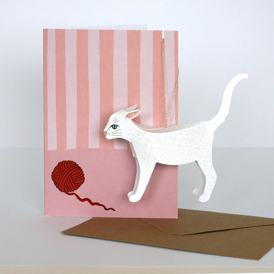 White Cat Pop-Up 3D Card &amp; Decoration_Just Makers