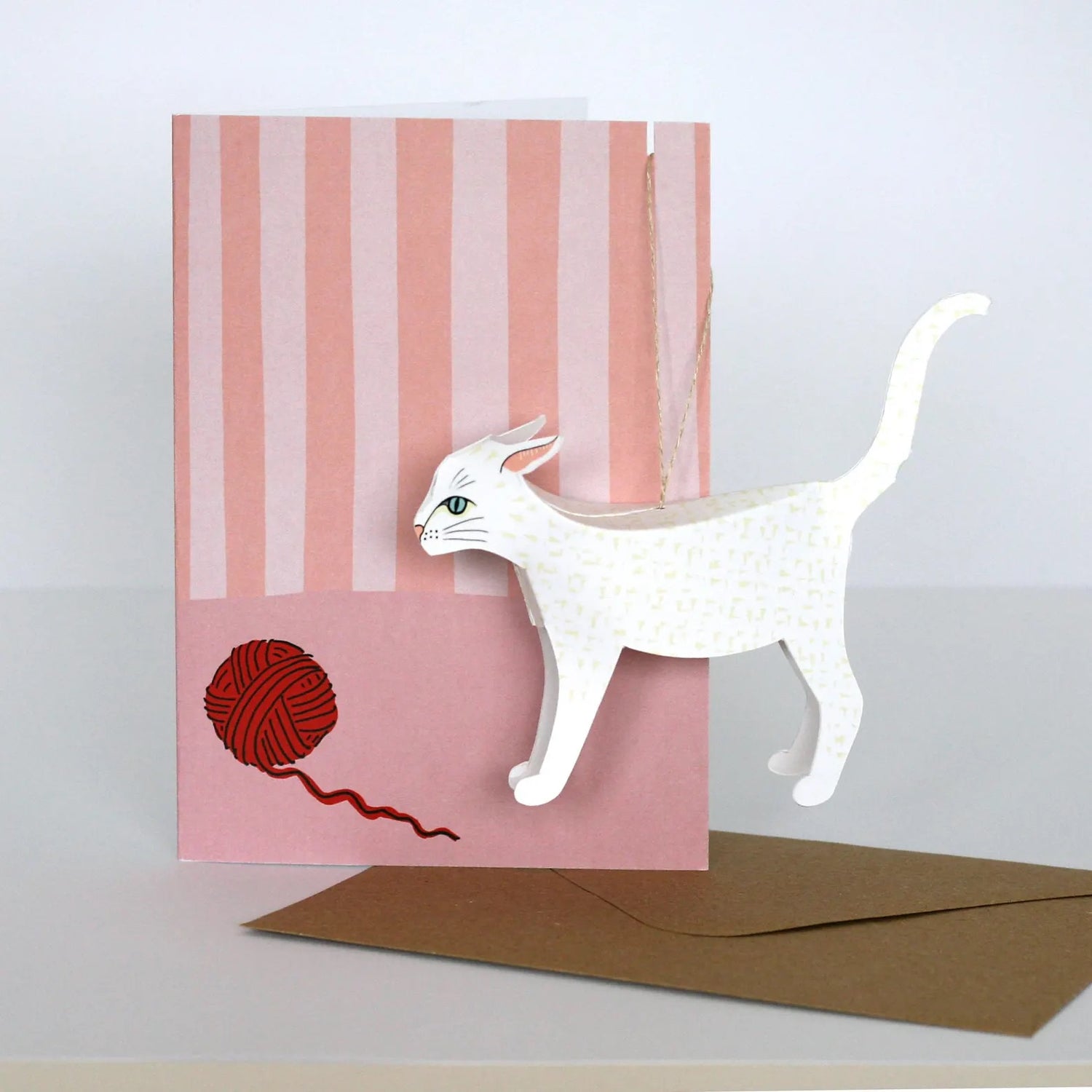 White Cat Pop-Up 3D Card &amp; Decoration_Just Makers