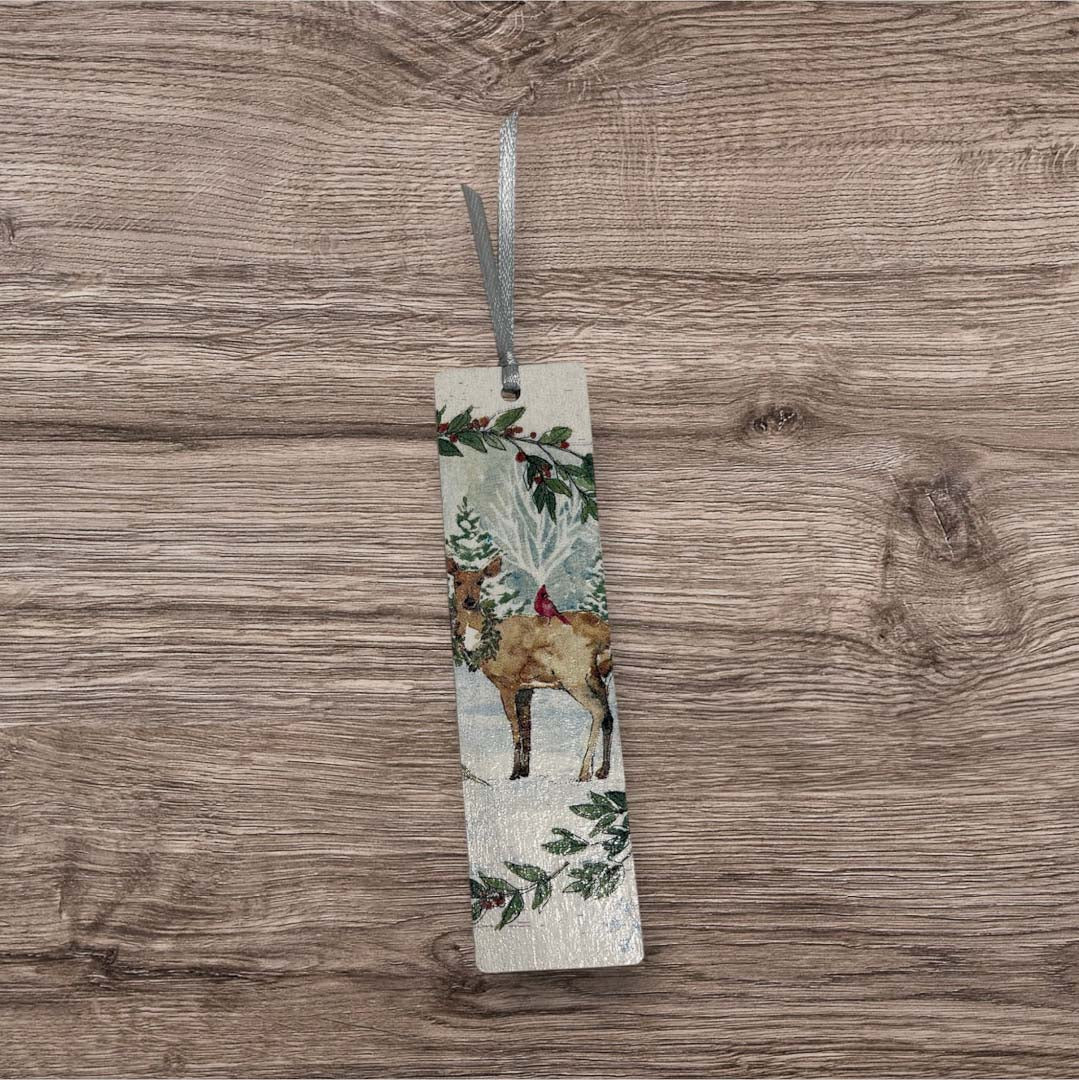 White Christmas Deer Small Bookmark - Sarah Tustin_Just Makers