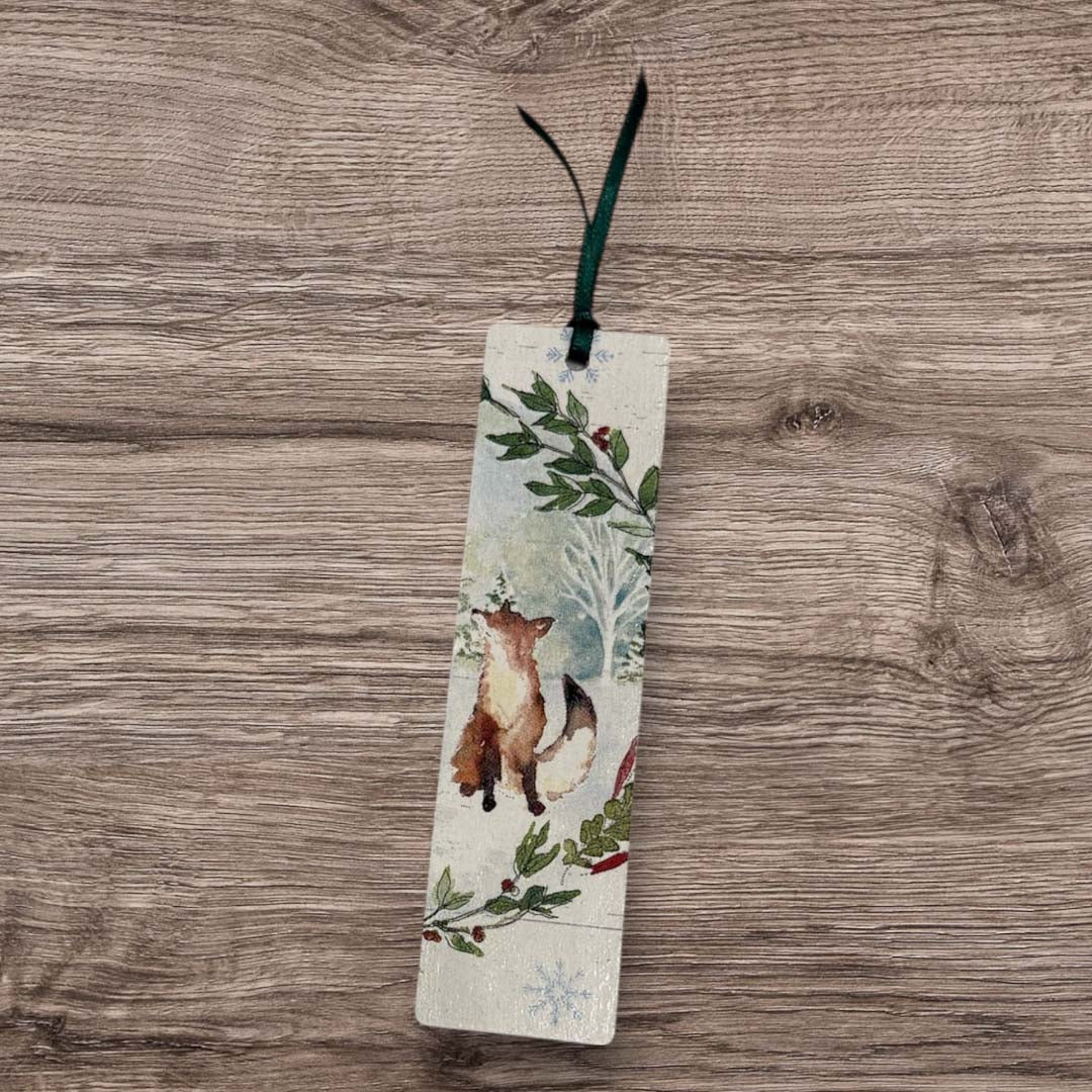 White Christmas Fox Small Bookmark - Sarah Tustin_Just Makers