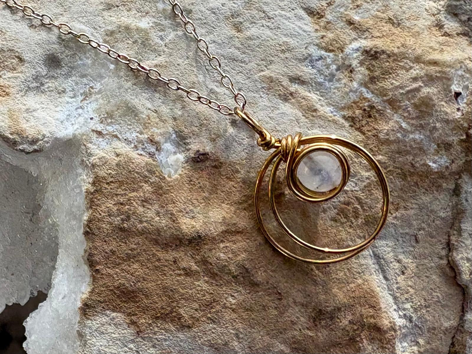 White Moonstone Gold Vermeil Necklace - Hart, Body and Soul_Just Makers