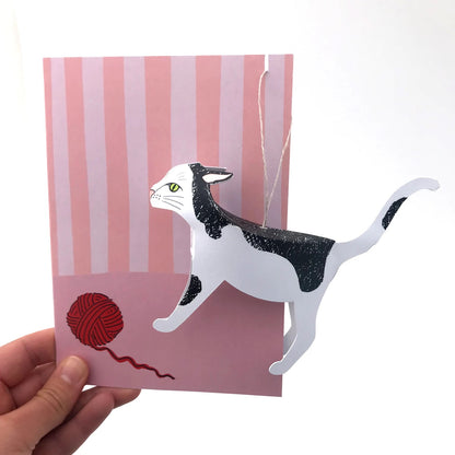 White and Black Cat Pop-Up 3D Card &amp; Decoration_Just Makers
