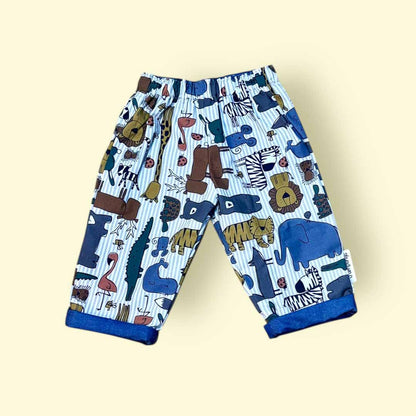 Wild Animal and Blue Reversible Trousers 1-2 Years - Jumplings Clothes_Just Makers