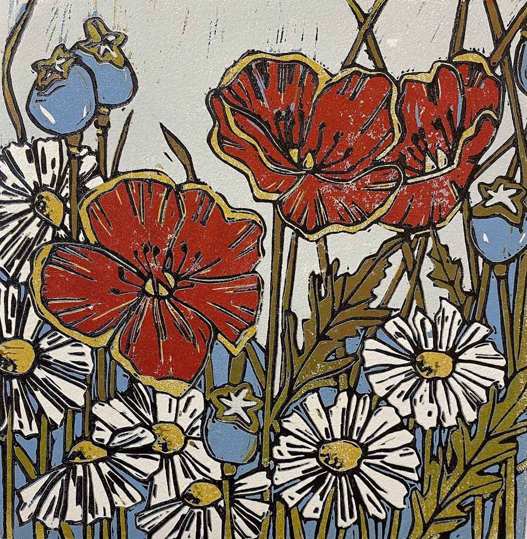 Wild Chamomile and Poppies Unframed Print - Just Makers Rachel Knowles