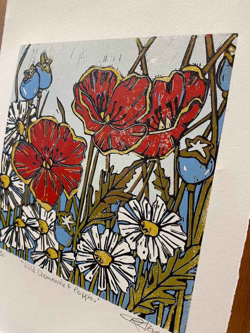Wild Chamomile and Poppies Unframed Print - Just Makers Rachel Knowles