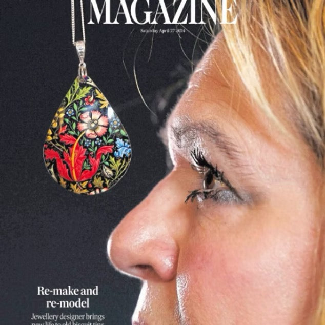 William Morris Red Flower Tear Necklace - Nancy Jones_Just Makers