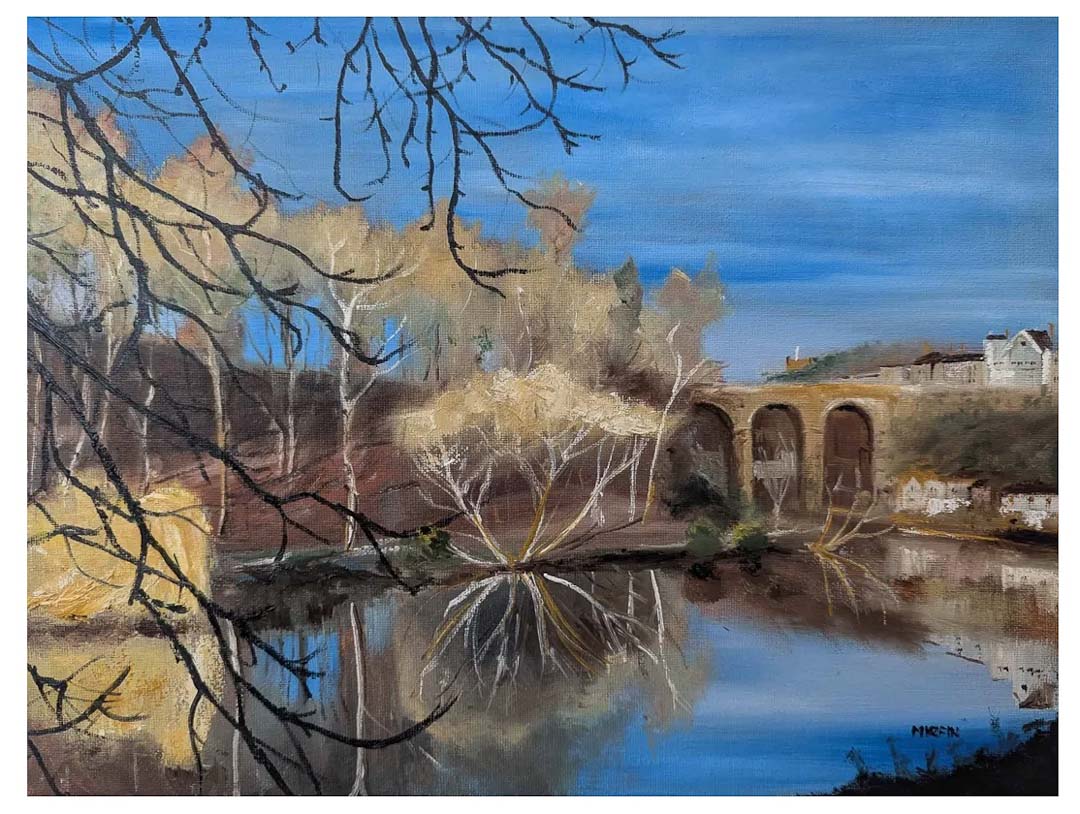 Winter Sun by the Riverside Knaresborough Original Oil Painting - Paul Mirfin_Just Makers