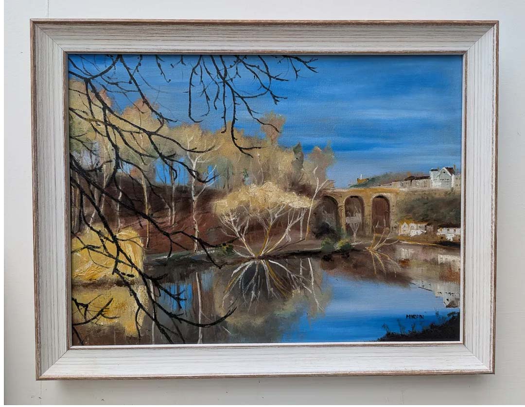Winter Sun by the Riverside Knaresborough Original Oil Painting - Paul Mirfin_Just Makers