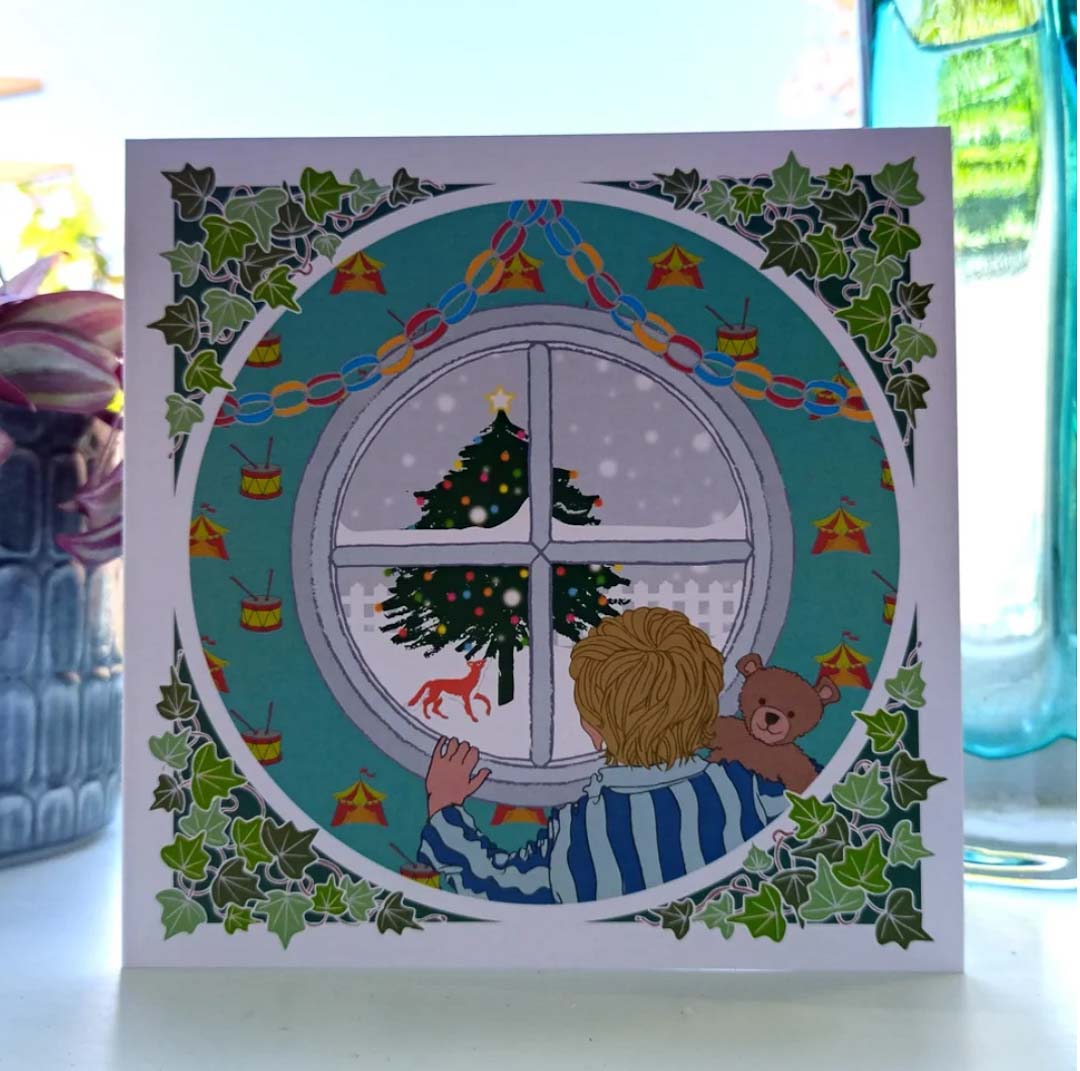 Winter Windows Christmas Morning Greeting Card - Umbellifer_Just Makers