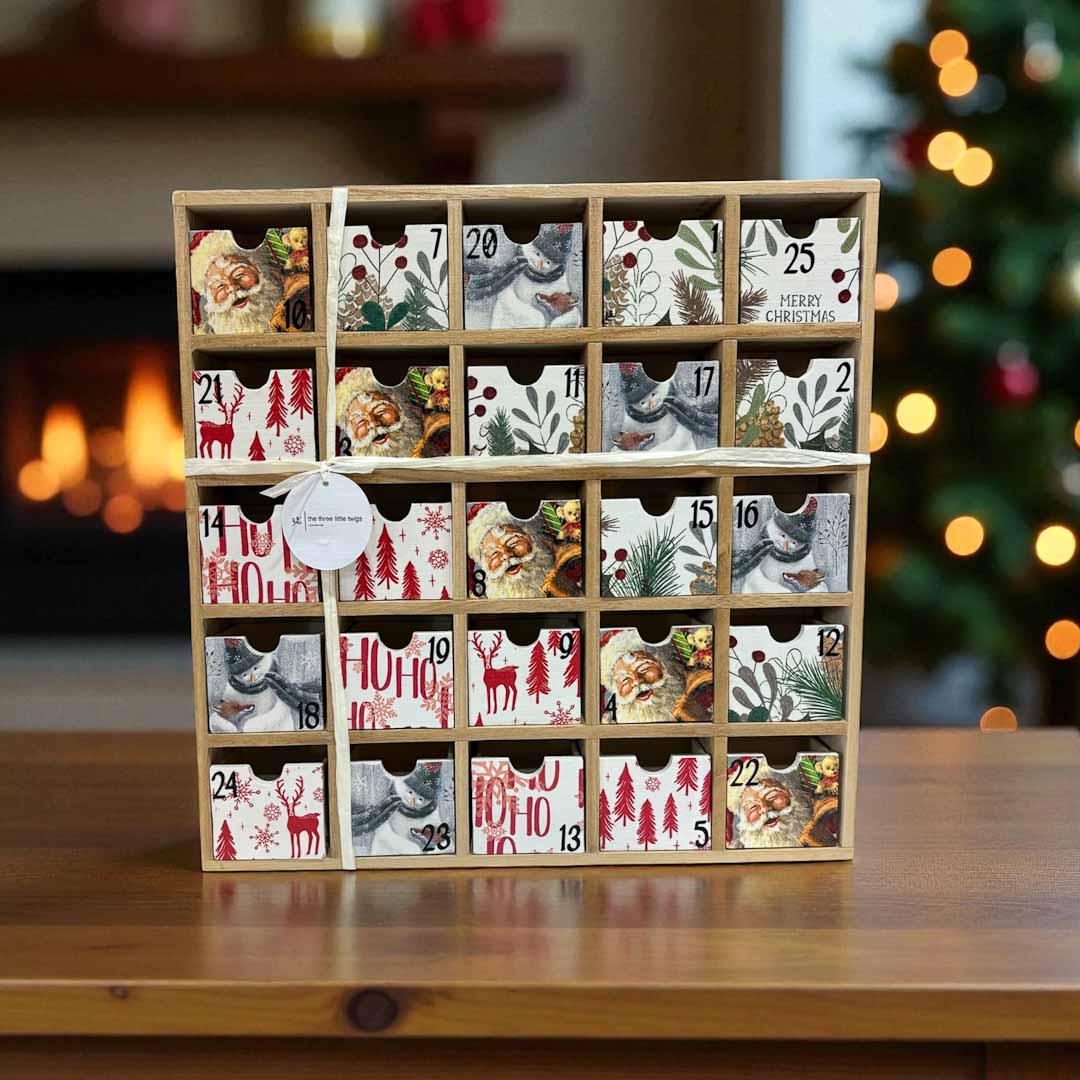 Wooden Advent Calendar Father Christmas and Snowman - Sarah Tustin_Just Makers