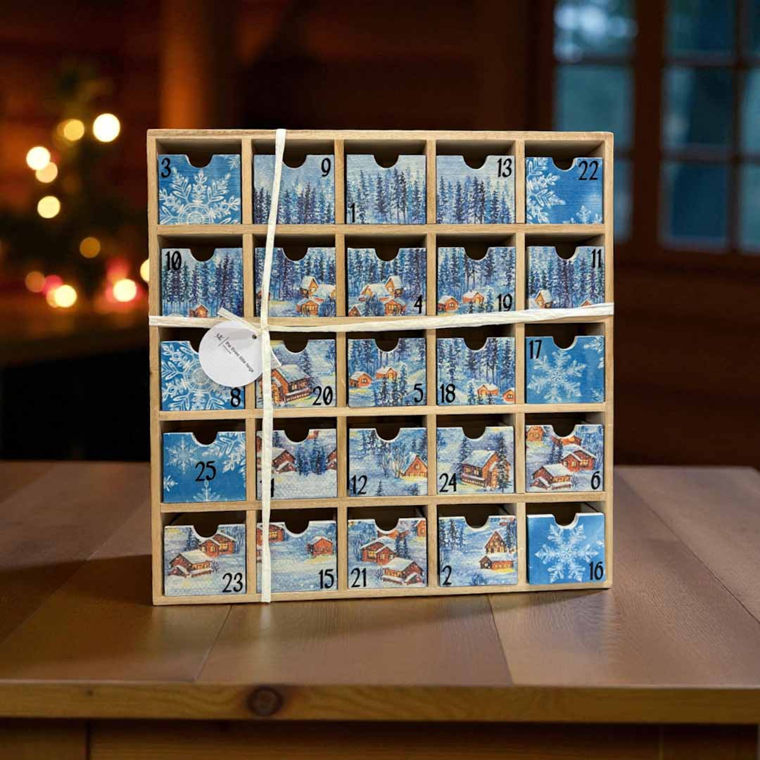 Wooden Advent Calendar Wintry Village - Sarah Tustin_Just Makers