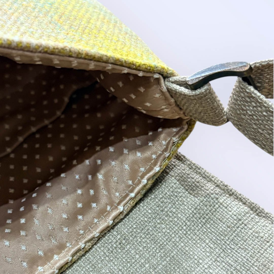 Yellow 100% Wool Crescent Handbag - Amanda Scott_Just Makers