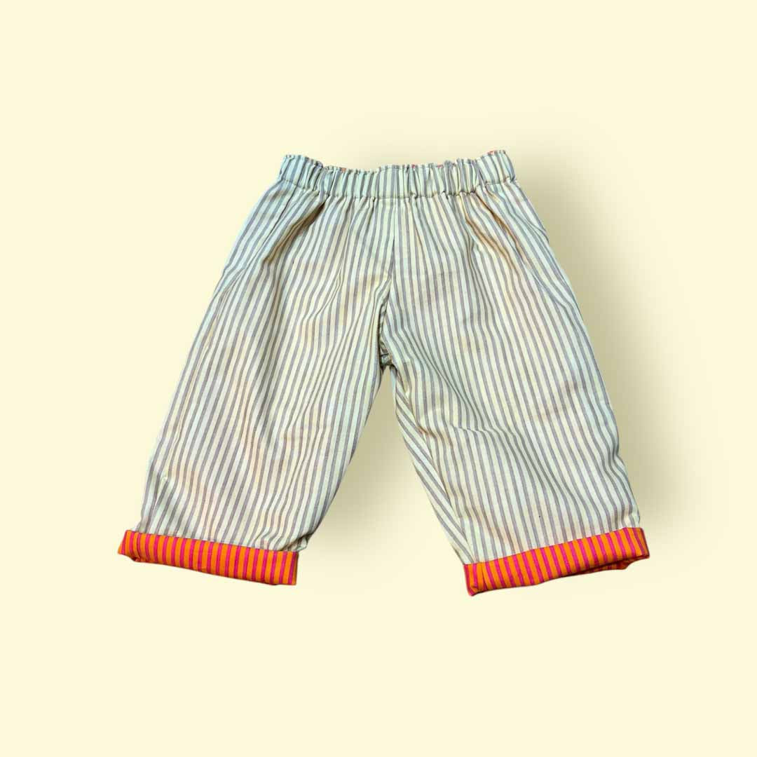 Yellow and Orange Stripe Reversible Trousers 6-12 Months - Jumplings Clothes_Just Makers